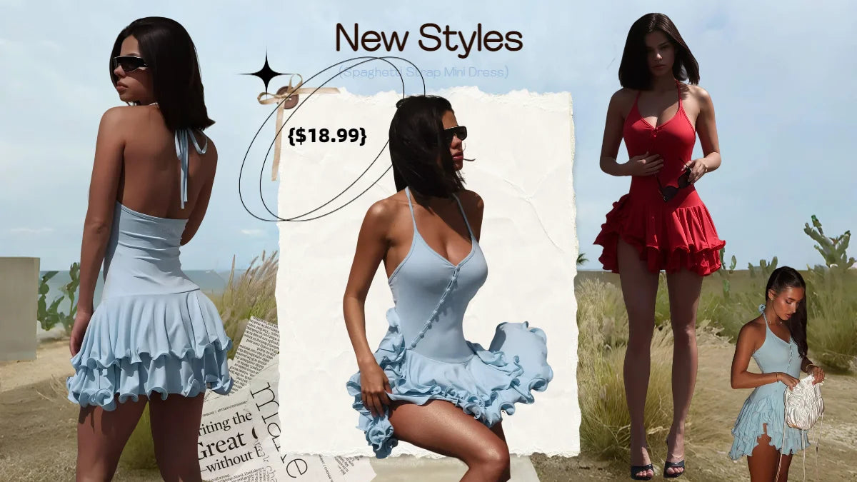 Ruffled V-Neck Button Mini Dress