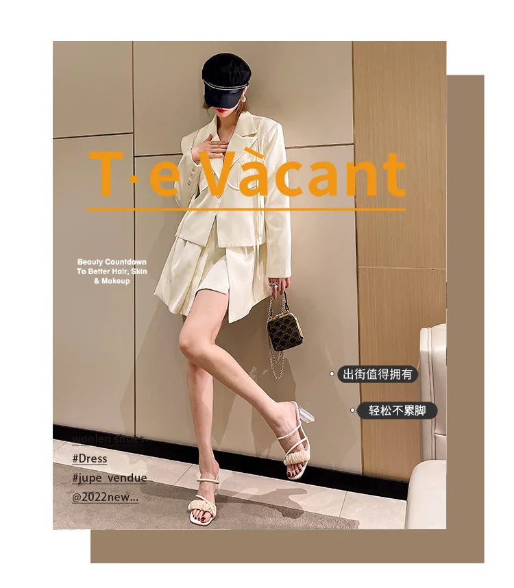 Transparent, Sandals Thick High Heels, with