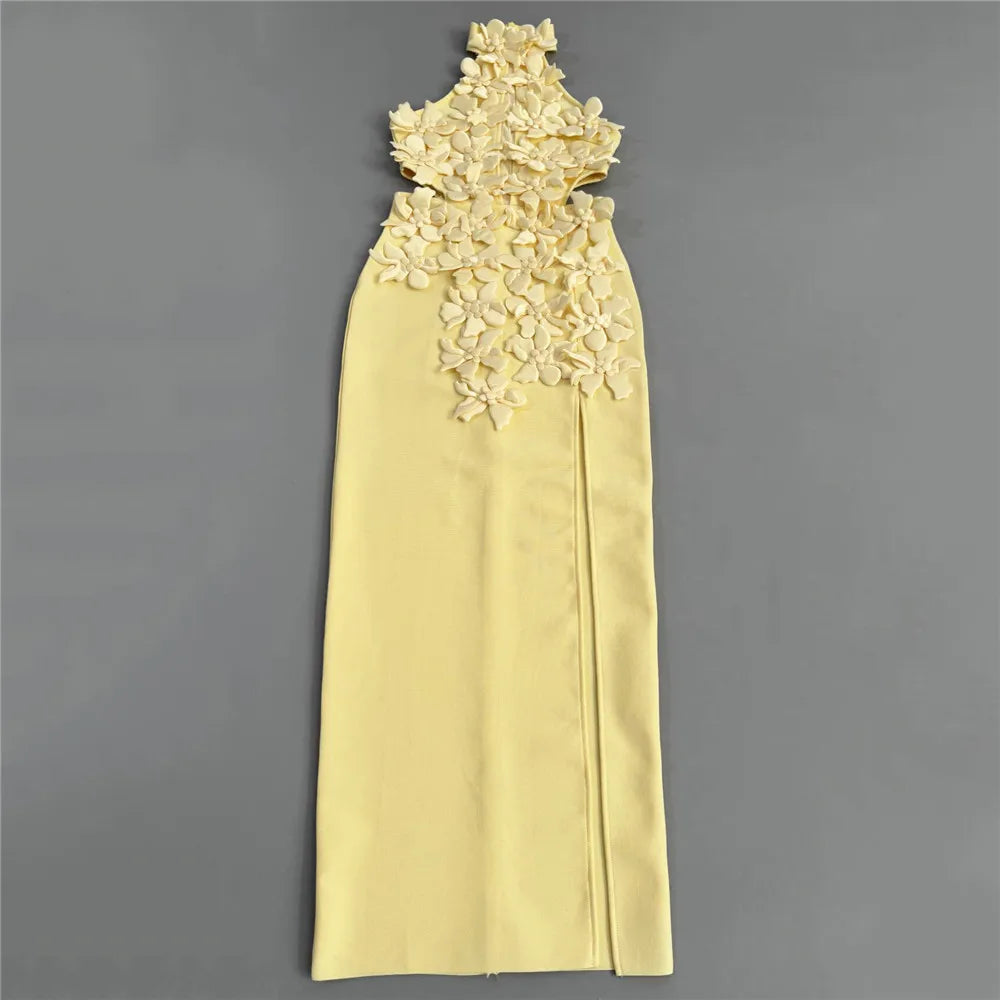 Patchwork Bandage Dress Appliques Halter Clothes