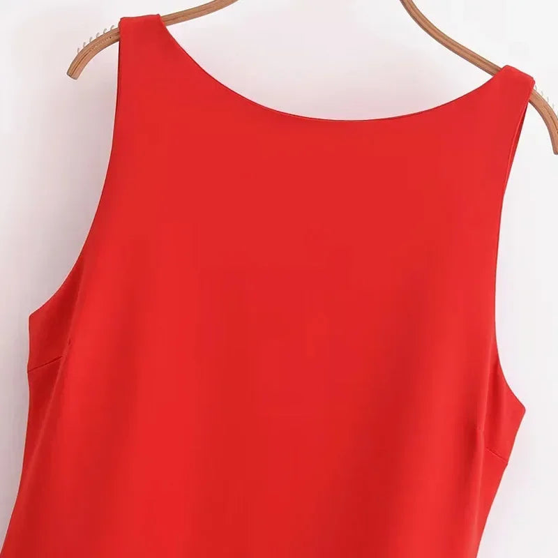 HXAO White Short Dress Women's Ruffle Backless Party Dresses Black Red Sleeveless Bodycon Mini Dress Woman Summer Sexy Vestidos