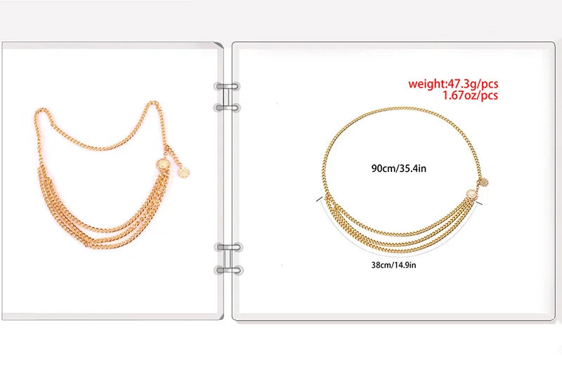 Women Waist Chain Belt for Dress Skirt Belts Female Silver Gold Body Waistbands Mini Fashion Ladies Thin Chain Cloth Accessories