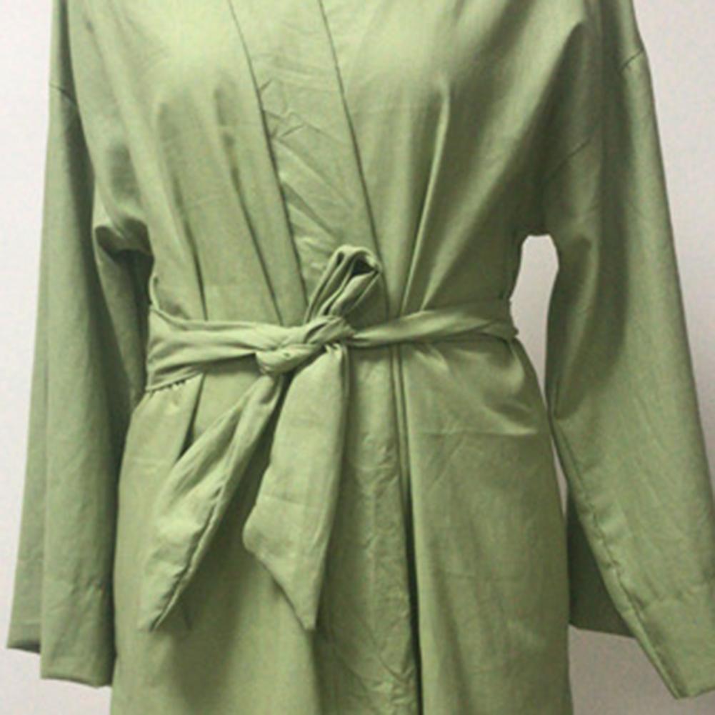 Long Sleeve V Neck Mini Dress Lace Up V Neck Belt Robe Style Short Shirt Dress Comfy Soft Chic Loose Hem Cardigan Dress