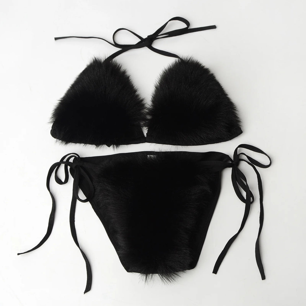 Fake Fox Fur Halter Solid Color