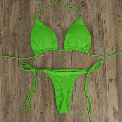 Solid Brazilian Thong Bikini Set