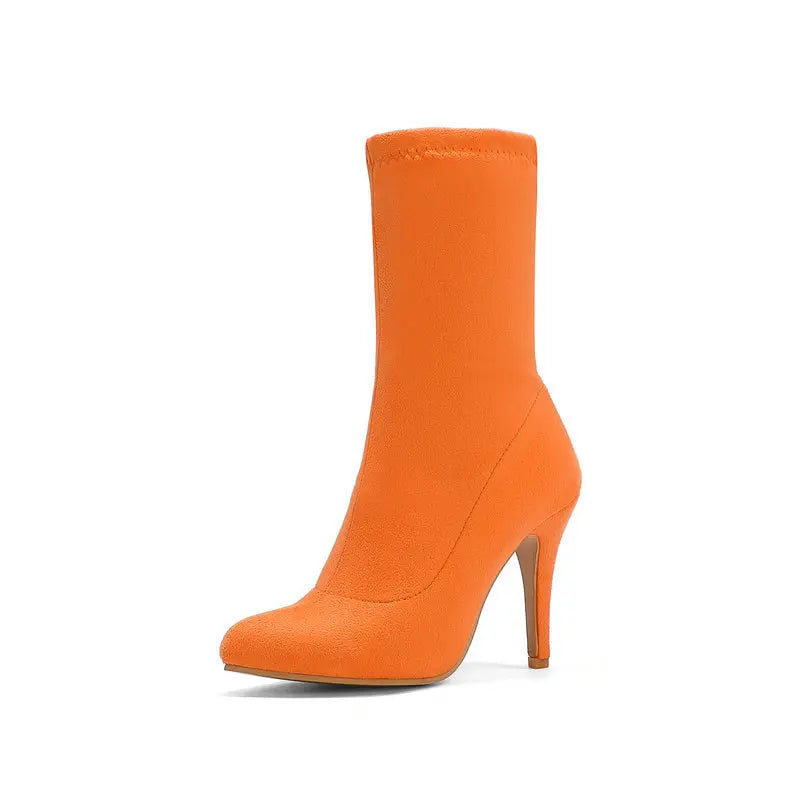 Sock Short Boots Mid-Calf Thin High