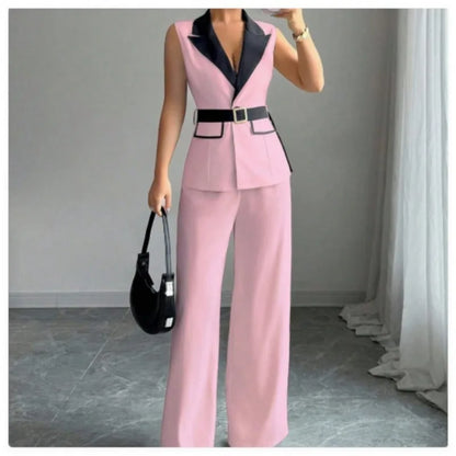 Vest Suit & Wide-Leg Pants Set