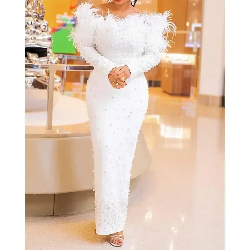 Off-Shoulder Slash-Neck Sheath Midi Dress
