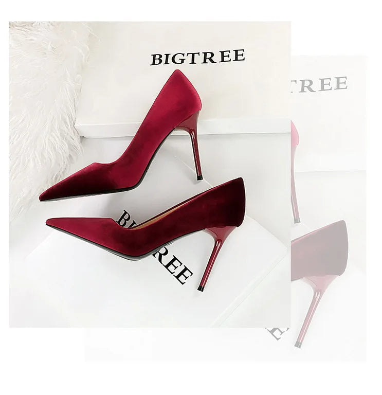 BIGTREE Shoes High Heels Shoes Suede