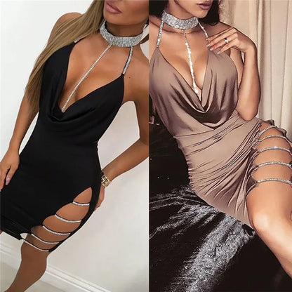 Deep V Neck Low-cut Side Split