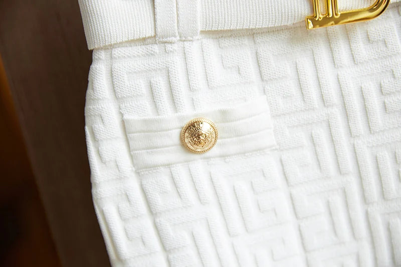 Elegant Design New Fall Slim Fit Notched Sweater Tops Mini Skirt Stretchy Knitted 2 Pieces OL Sets with Belt