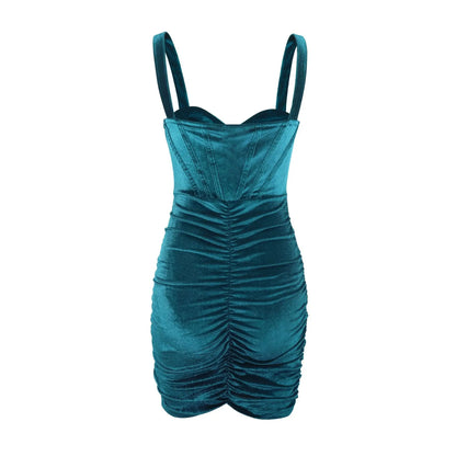 Velvet Corset-Style Suspender Mini Dress