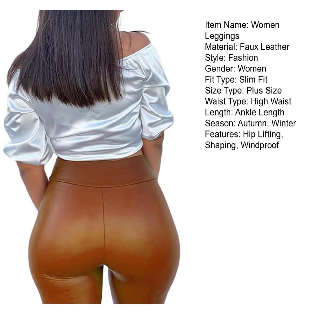 Pencil Pants  Slim Fit   Women Leggings Spring Autumn Faux Leather Long Trousers