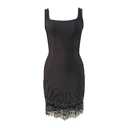 Sleeveless Bandage Dress Beading Tassel Clothes