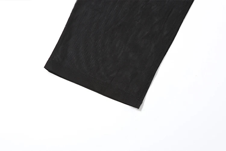 Nibber Irregular Hem t-Shirt Women Patchwork Sexy o-Neck Flared Sleeves Summer Daily Fashion Midnight Skinny Hottie Long Tops