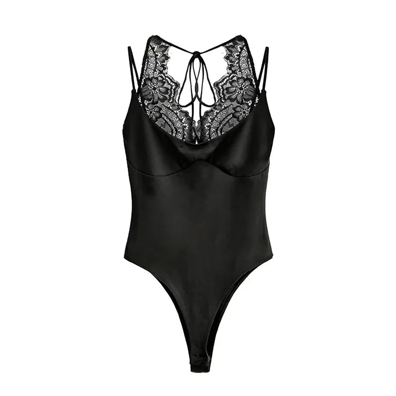 Bodysuit 2026 New Brown Spliced Lace