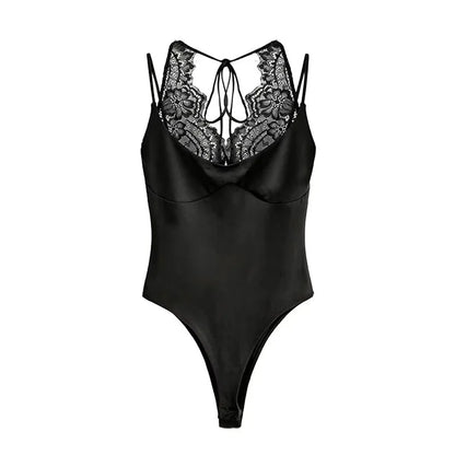 Bodysuit 2026 New Brown Spliced Lace