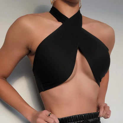 Crossover Back Lace-Up Crop Top