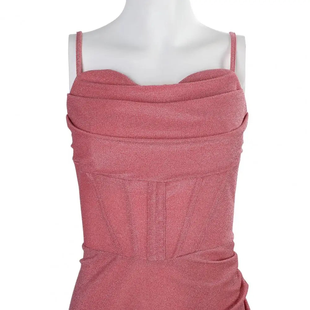 Woman Spring Summer Bodycon Dress Sexy Shiny Sequins Spaghetti Strap Split High Waist Dress Lady Prom Dress Evening Dresses