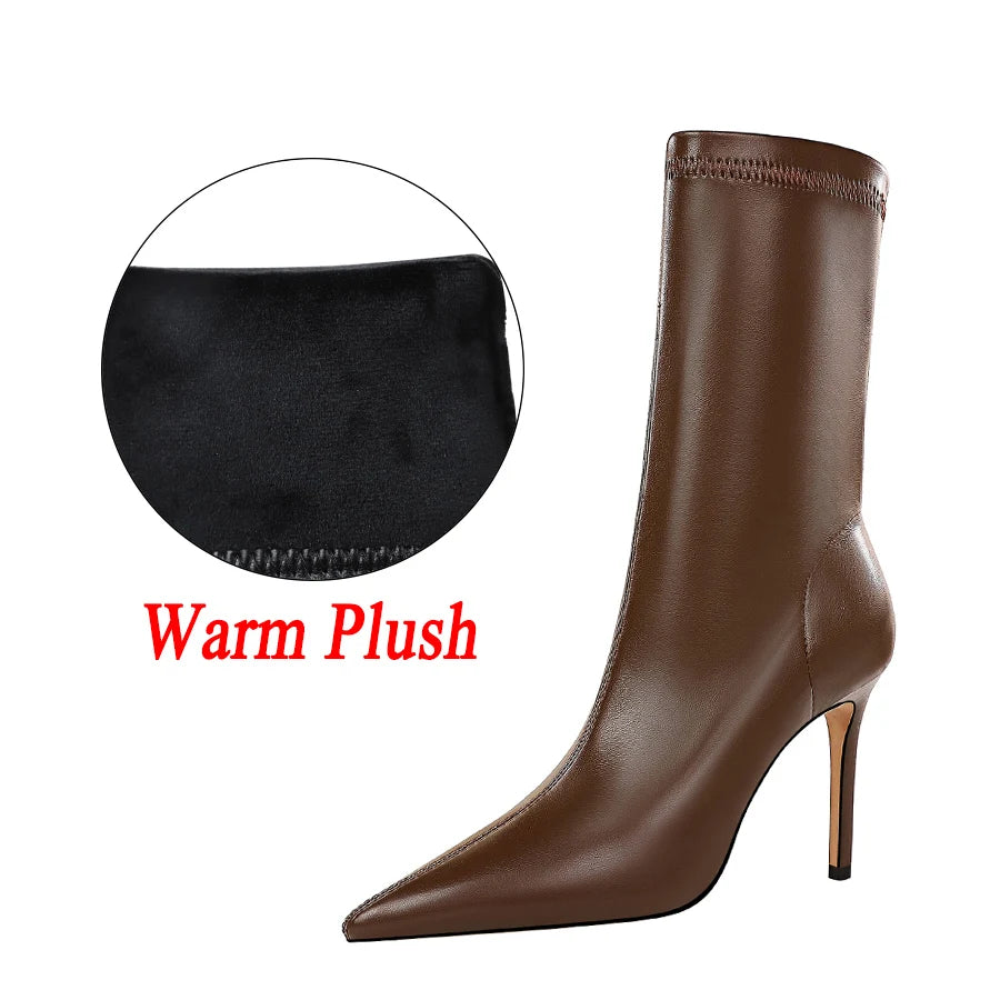 10cm High Heels Silk Sock Boots