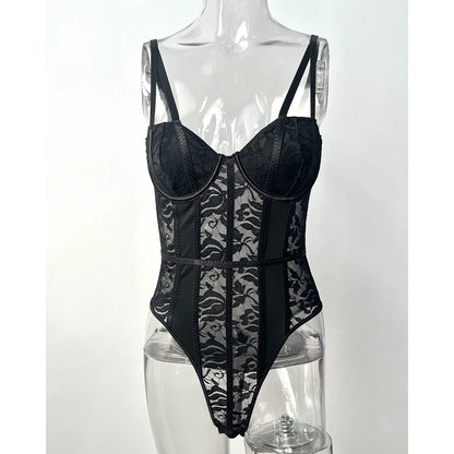 Lace Bodysuit Bodies Top New Solid