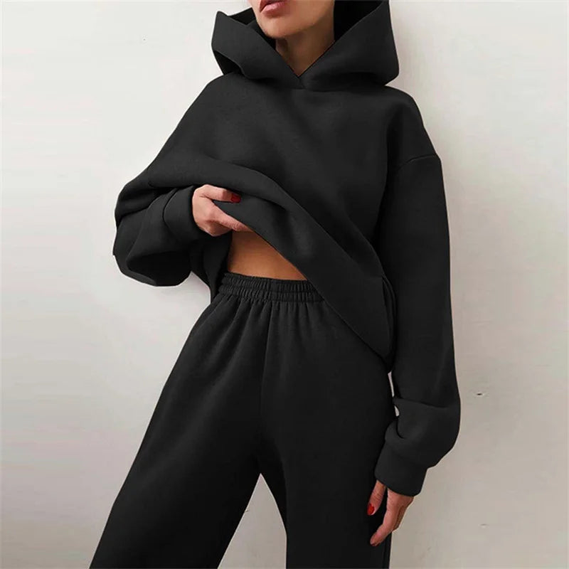 Tracksuit Suit Warm Hoodie Sweatshirts Two