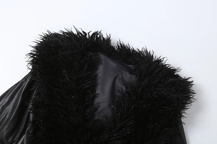 Nibber Wild Coats Woman Furry Tassel Decoration Autumn Trend Low-Neck Full Sleeve Navel Exposed High Street Style Classic Tops