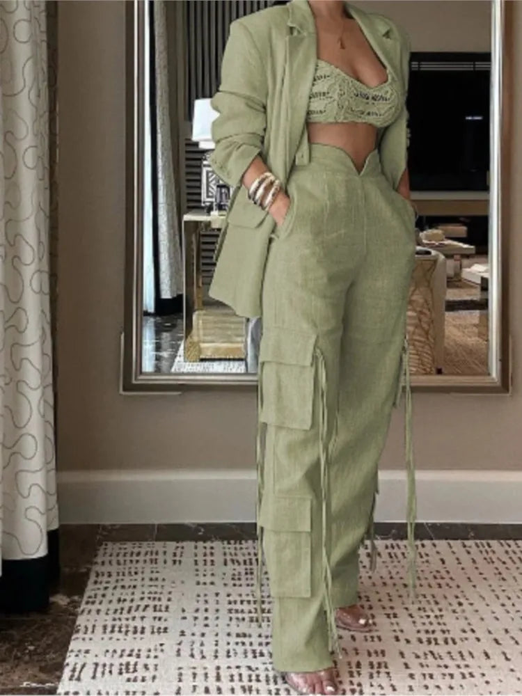 Classic Blazer & High-Waist Trouser Suit