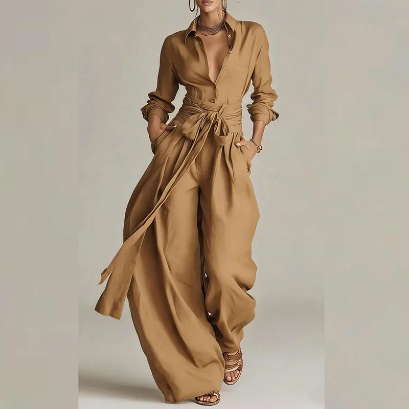 Single Breasted Lapel Top & Long