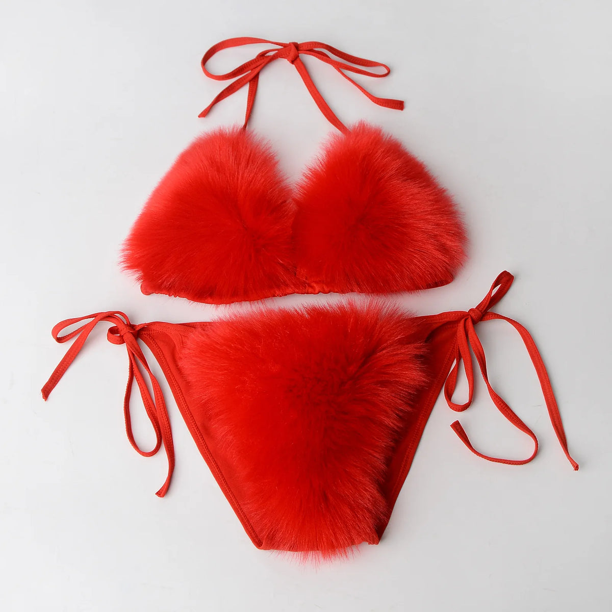 Fake Fox Fur Halter Solid Color