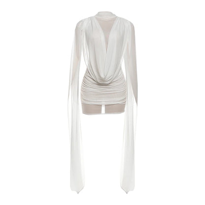 See-Through Patchwork Bodycon Mini Dress