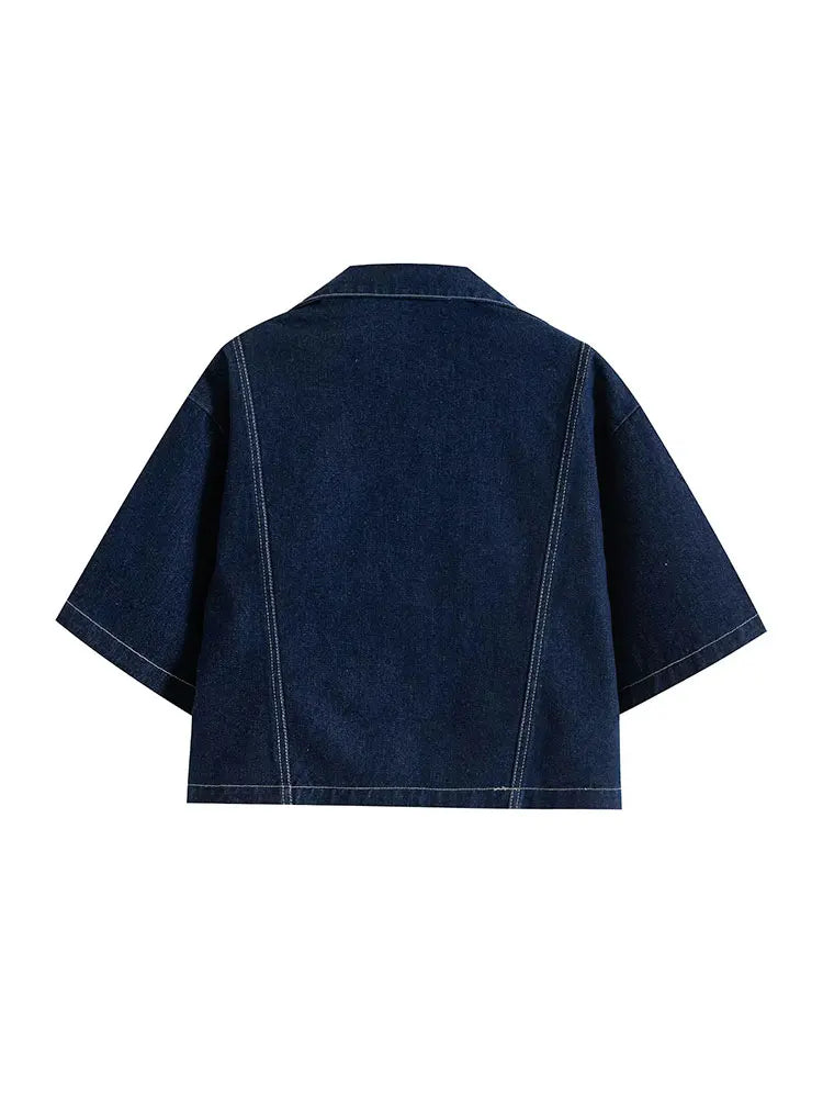 Denim Shirt & Mini Skirt Set