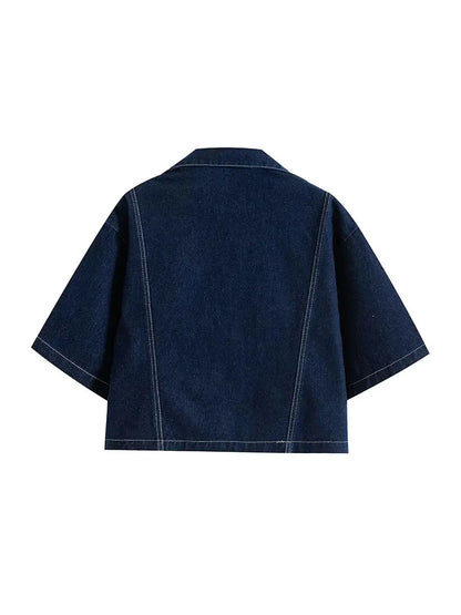 Denim Shirt & Mini Skirt Set