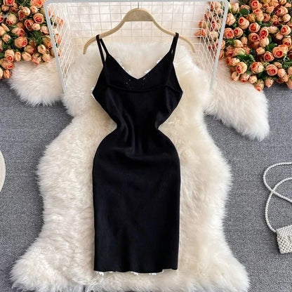 Backless Lace Patchwork Knitted Split Dress