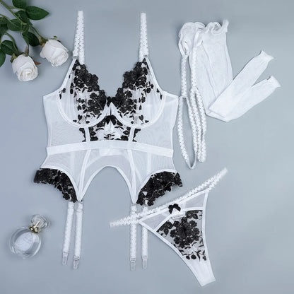 3-Piece Lace Garter Belt Set