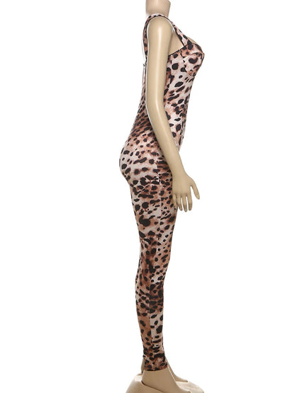 Leopard Print Stretch Jumpsuit
