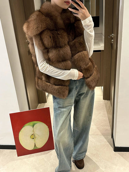 Fashionable Faux Fox Fur Vest Thickened