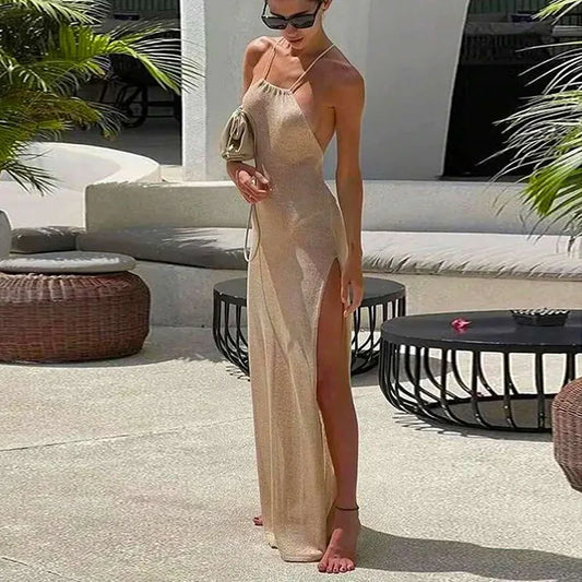 Cover Ups Hollow Out Dresses Spliced