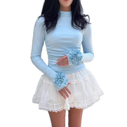 3D Floral Long-Sleeve Top