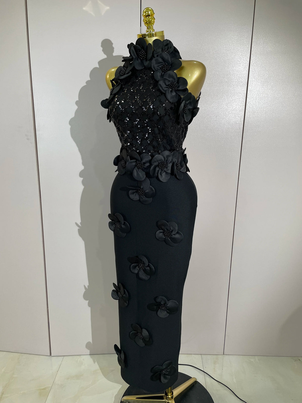 Floral Beaded Mesh Patchwork Bandage Dress