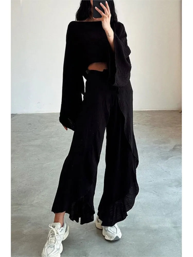 Solid Loose Sets Outfits Long Sleeve