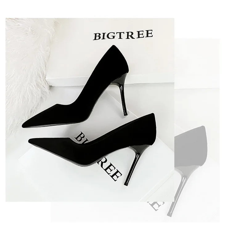 BIGTREE Shoes High Heels Shoes Suede