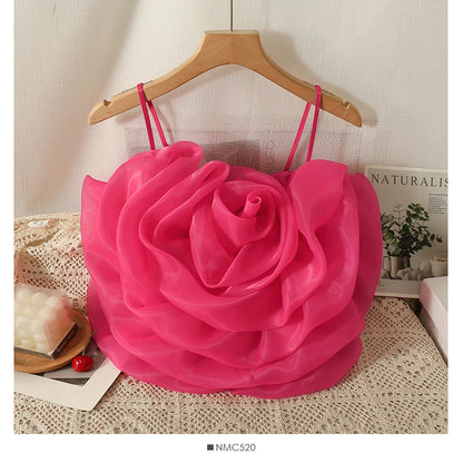 Organza Flower Crop Camisole Top