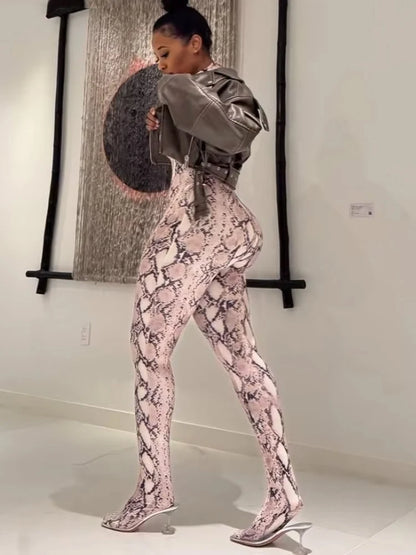 Snake Print Stretch Jumpsuit