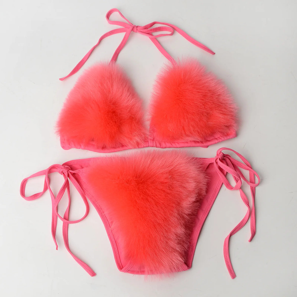 Fake Fox Fur Halter Solid Color