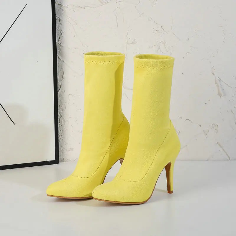 Sock Short Boots Mid-Calf Thin High