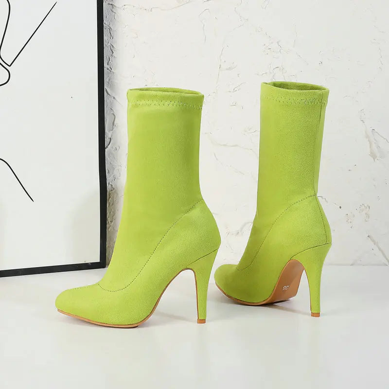 Sock Short Boots Mid-Calf Thin High