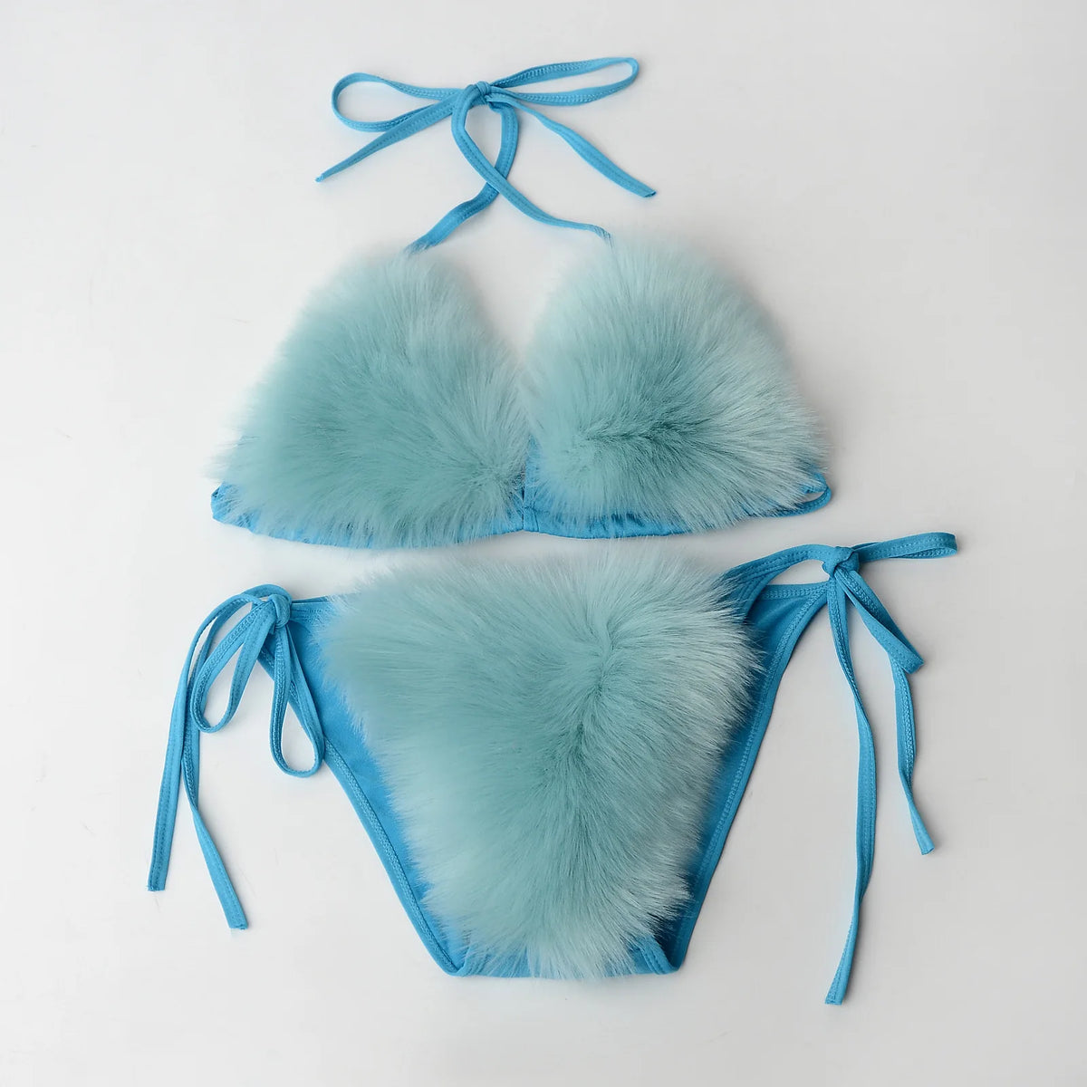 Fake Fox Fur Halter Solid Color