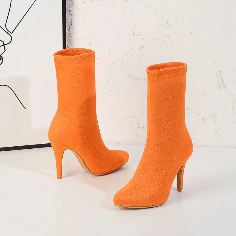Sock Short Boots Mid-Calf Thin High