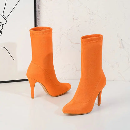 Sock Short Boots Mid-Calf Thin High