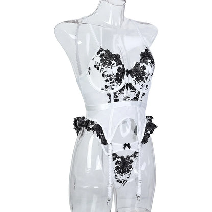 3-Piece Lace Garter Belt Set